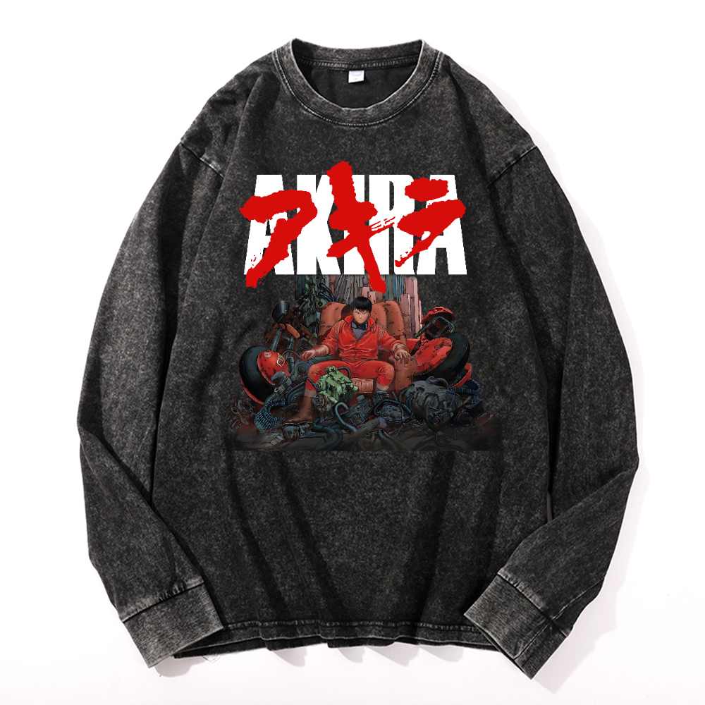 Akira Vintage Cotton Wash Crewneck Sweatshirt