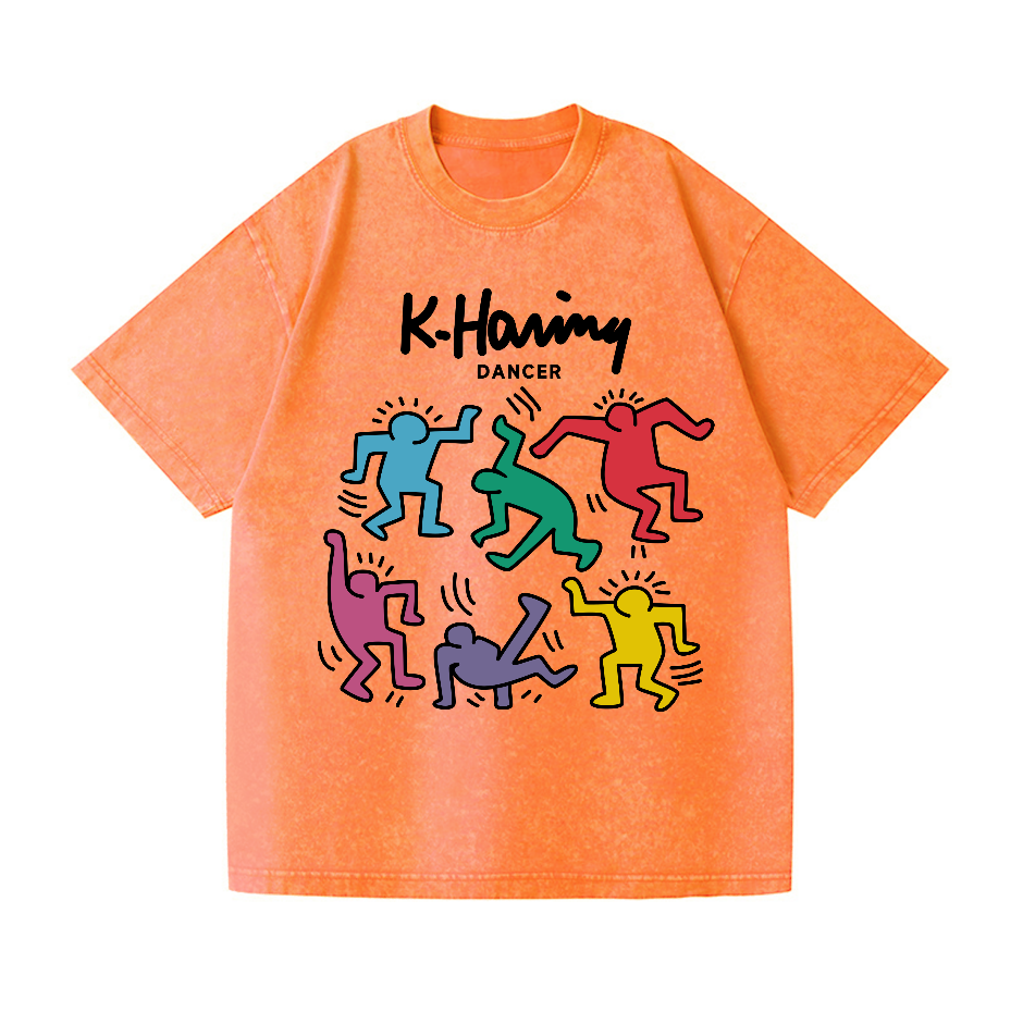 Kaith Haring Dancer Vintage Wash Japanese Design T-Shirt
