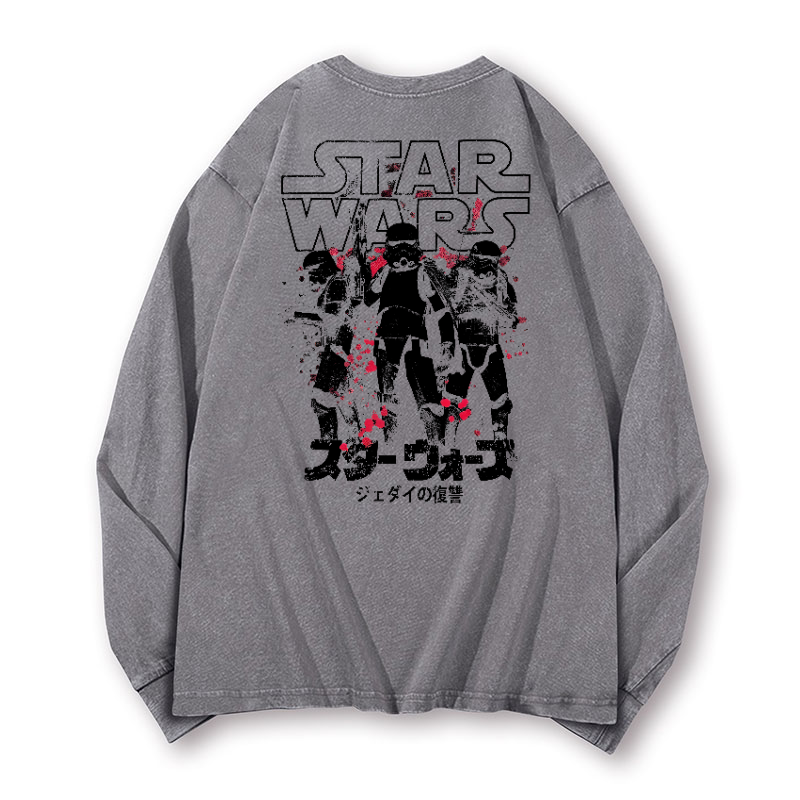Star Wars Storm Trooper Vintage Washed Cotton Back Art Long-sleeve T-shirt