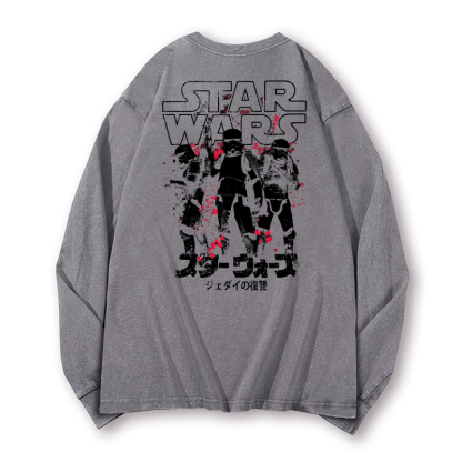 Star Wars Storm Trooper Vintage Washed Cotton Back Art Long-sleeve T-shirt
