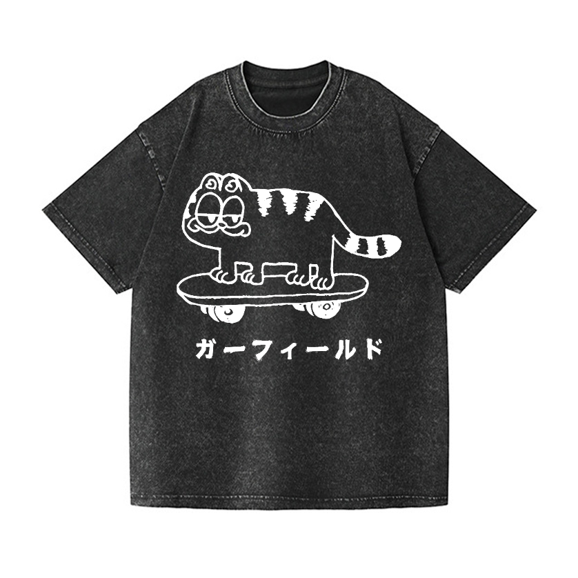 Garfield Cat Vintage Wash Japanese Design T-Shirt