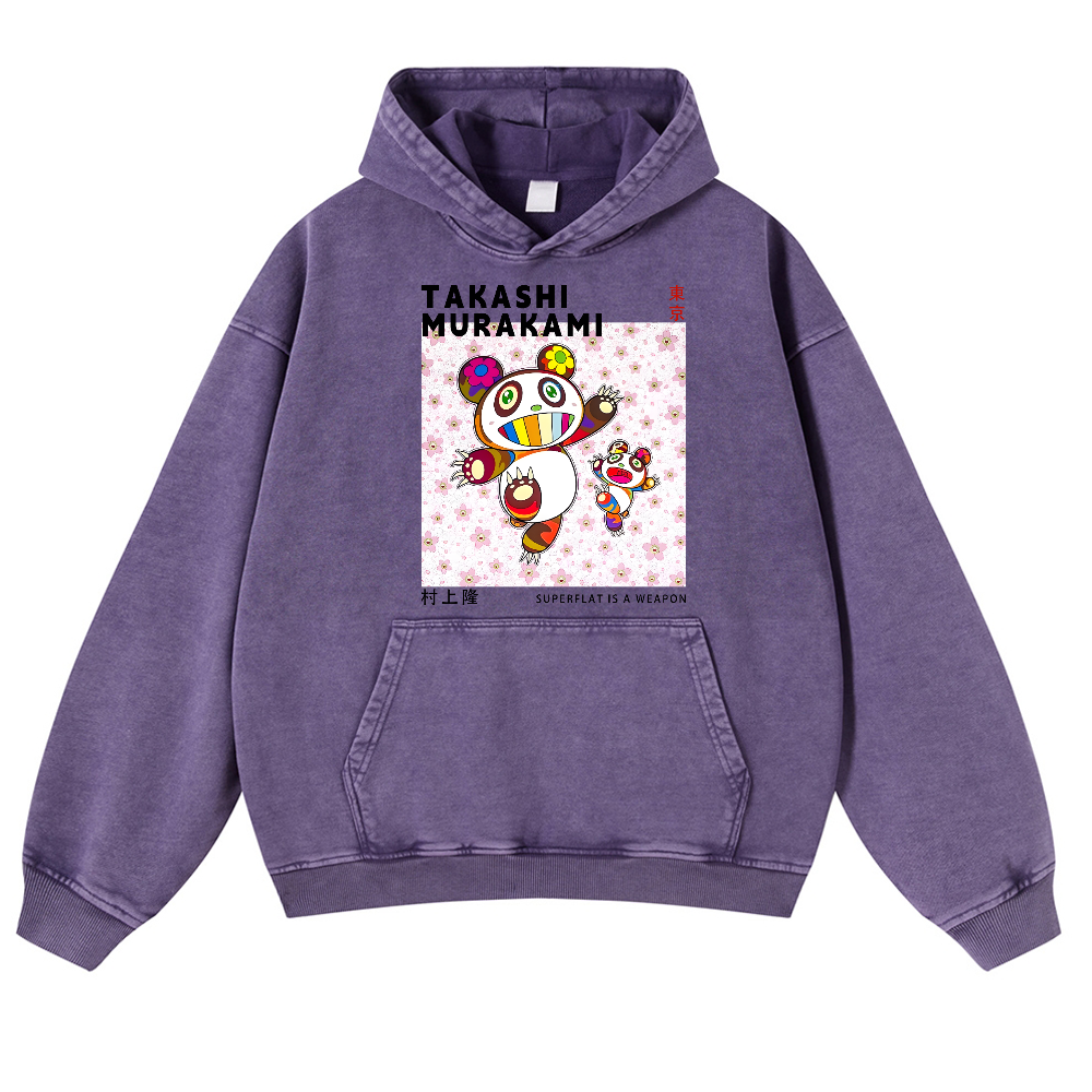 Panda TM Vintage Washed Thick Cotton Hoodie