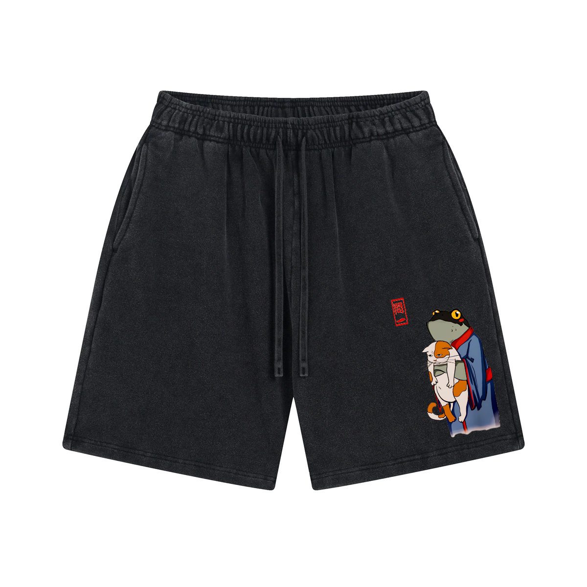 Matsumoto Hoji Frog and Cat Vintage Pure Thick Cotton Shorts