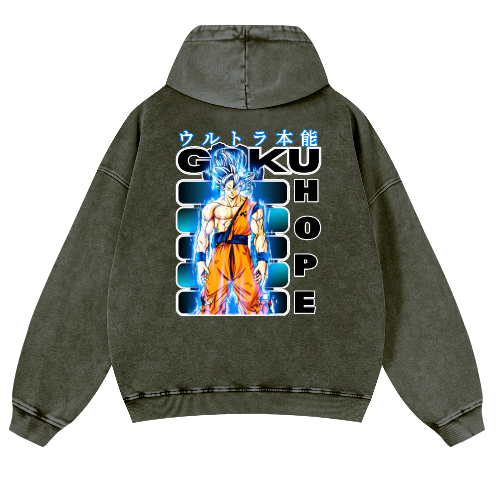 DB Son Goku Vintage Washed Cotton Back Art Hoodie