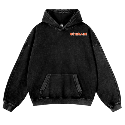 Wu Tang Clan Ukiyoe Wave Ukiyoe Wave Vintage Washed Cotton Back Art Hoodie