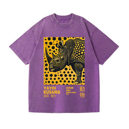 Yayoi Kusama Rhinoceros Vintage Wash Japanese Design T-Shirt