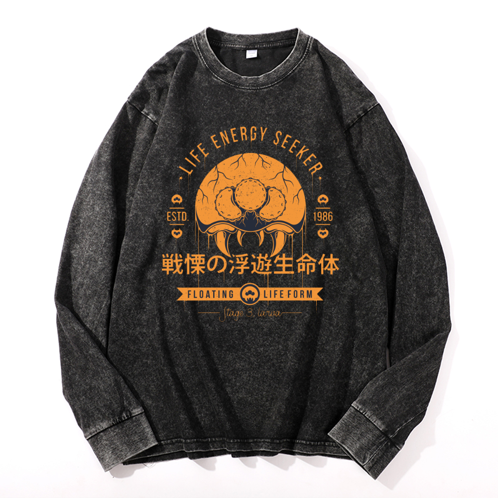 Metroid Vintage Cotton Wash Crewneck Sweatshirt