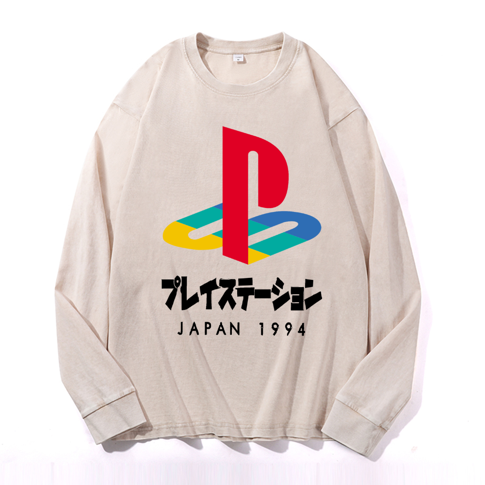 Play Station Vintage Cotton Wash Crewneck Sweatshirt