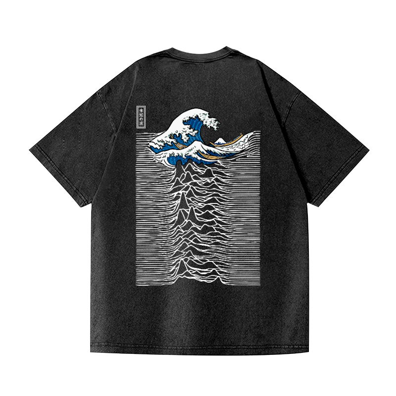 The Great Wave Katsushika Hokusai Ukiyoe Vintage Wash Japanese Design Back Art T-Shirt