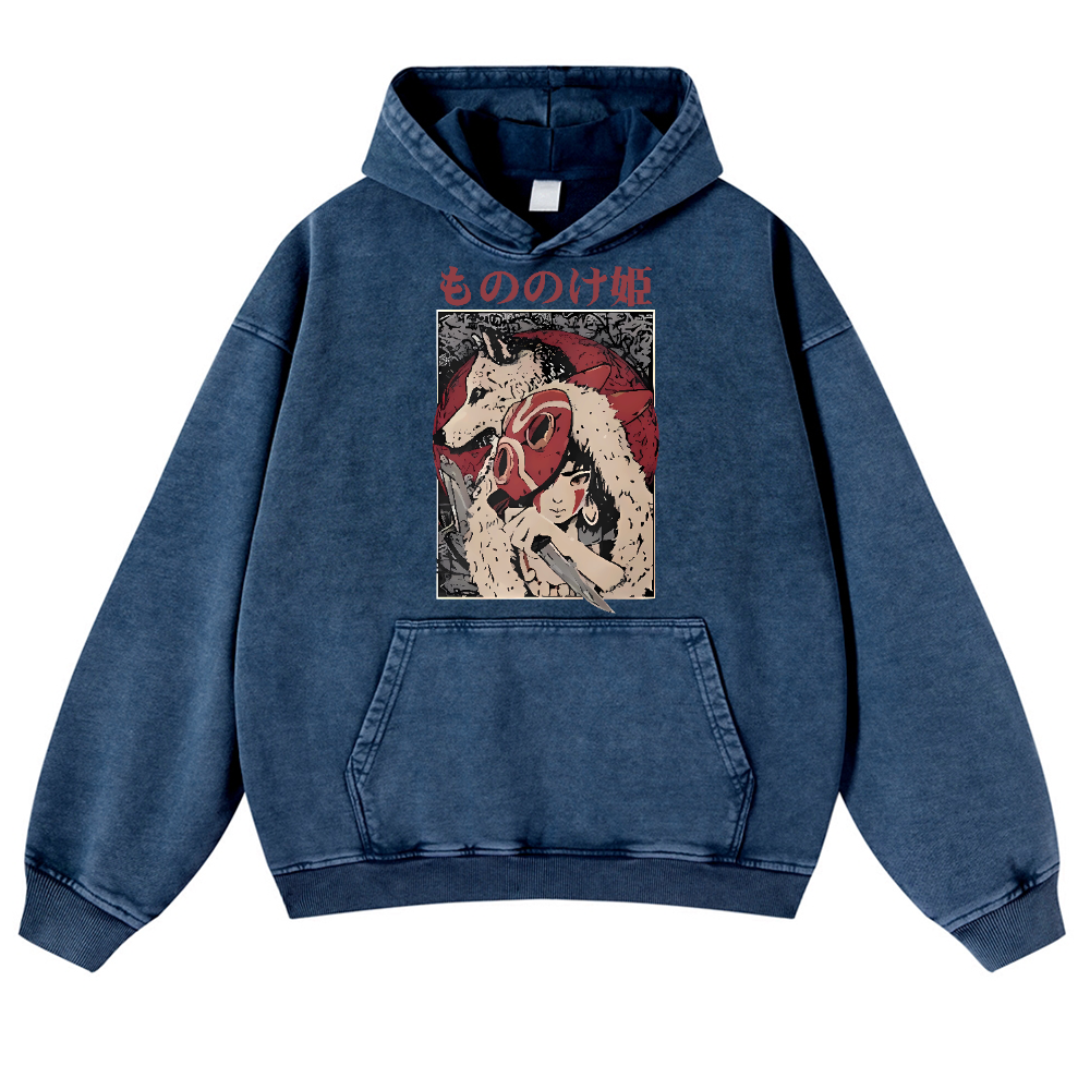 Ghibli Vintage Washed Thick Cotton Hoodie
