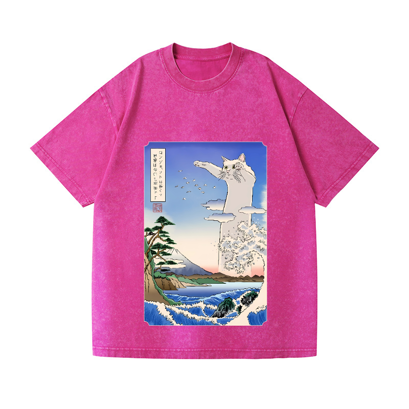 Cat Vintage Wash Japanese Design T-Shirt