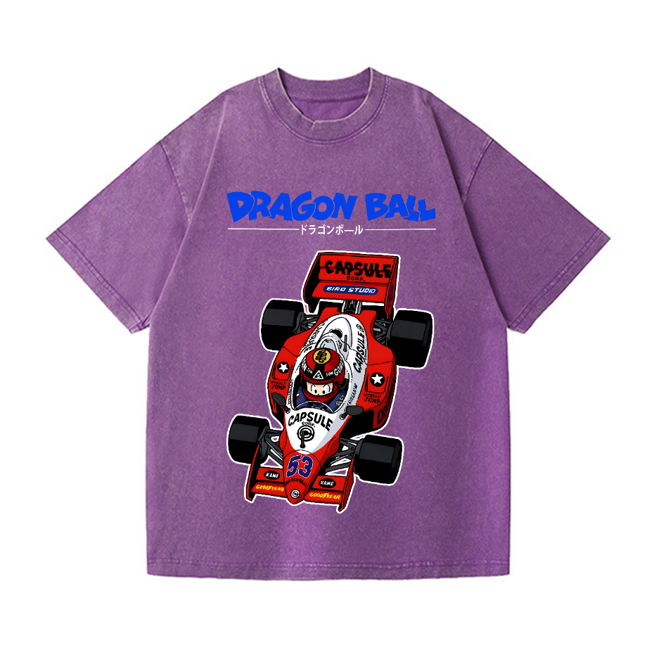 Dragon Ball F1 Racing Car Vintage Wash Japanese Design T-Shirt
