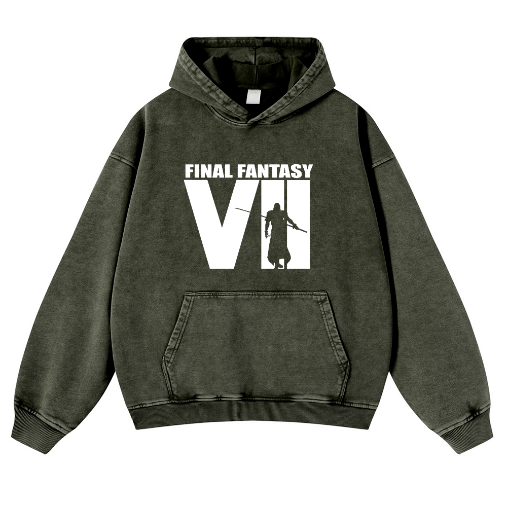 Final Fantasy Vintage Washed Thick Cotton Hoodie