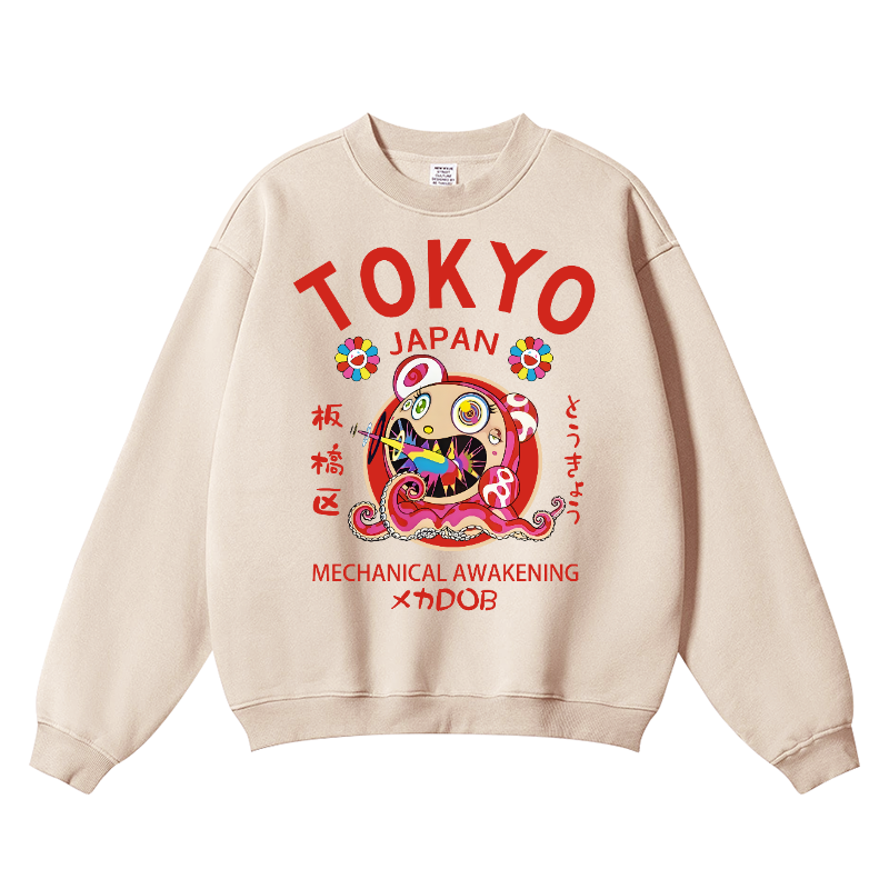 TM Sunflower Octopus Tokyo Japan Wrinkle-Resistant Crewneck Sweatshirt
