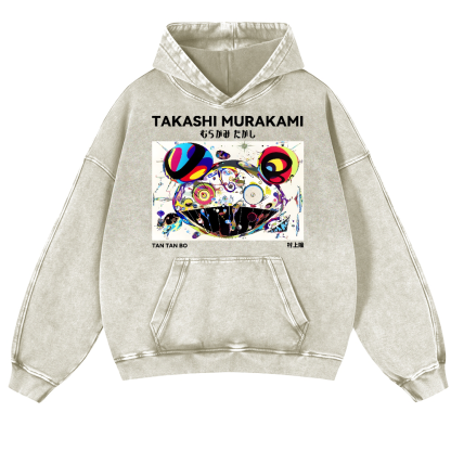 Japan Sunflower Panda TM Vintage Washed Thick Cotton Hoodie