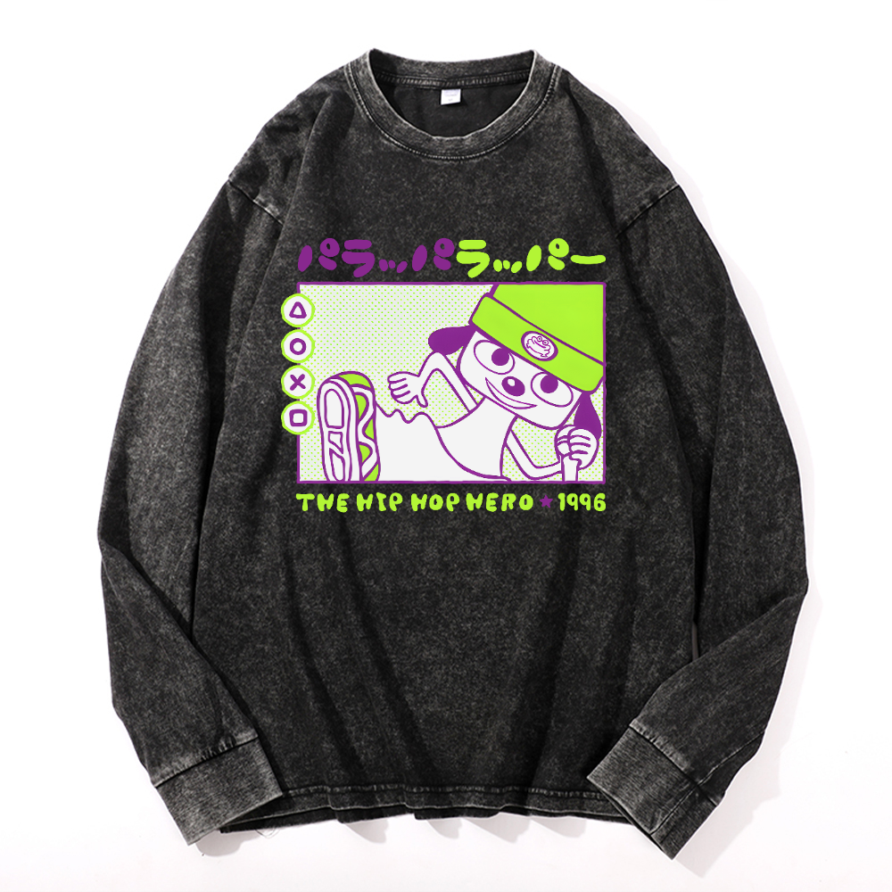 PaRappa the Rapper Vintage Cotton Wash Long-sleeve T-shirt