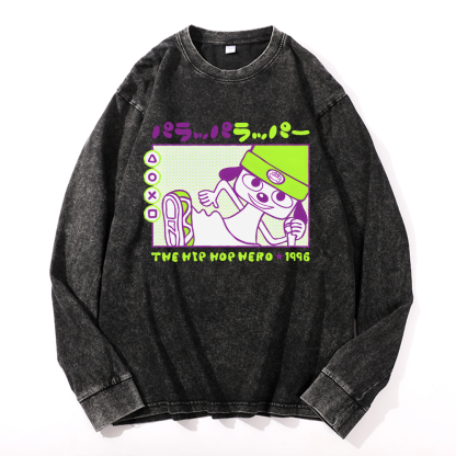 PaRappa the Rapper Vintage Cotton Wash Long-sleeve T-shirt
