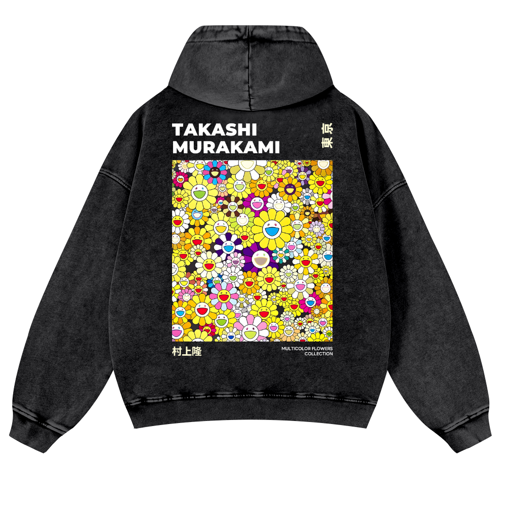 TM Flower Vintage Washed Cotton Back Art Hoodie