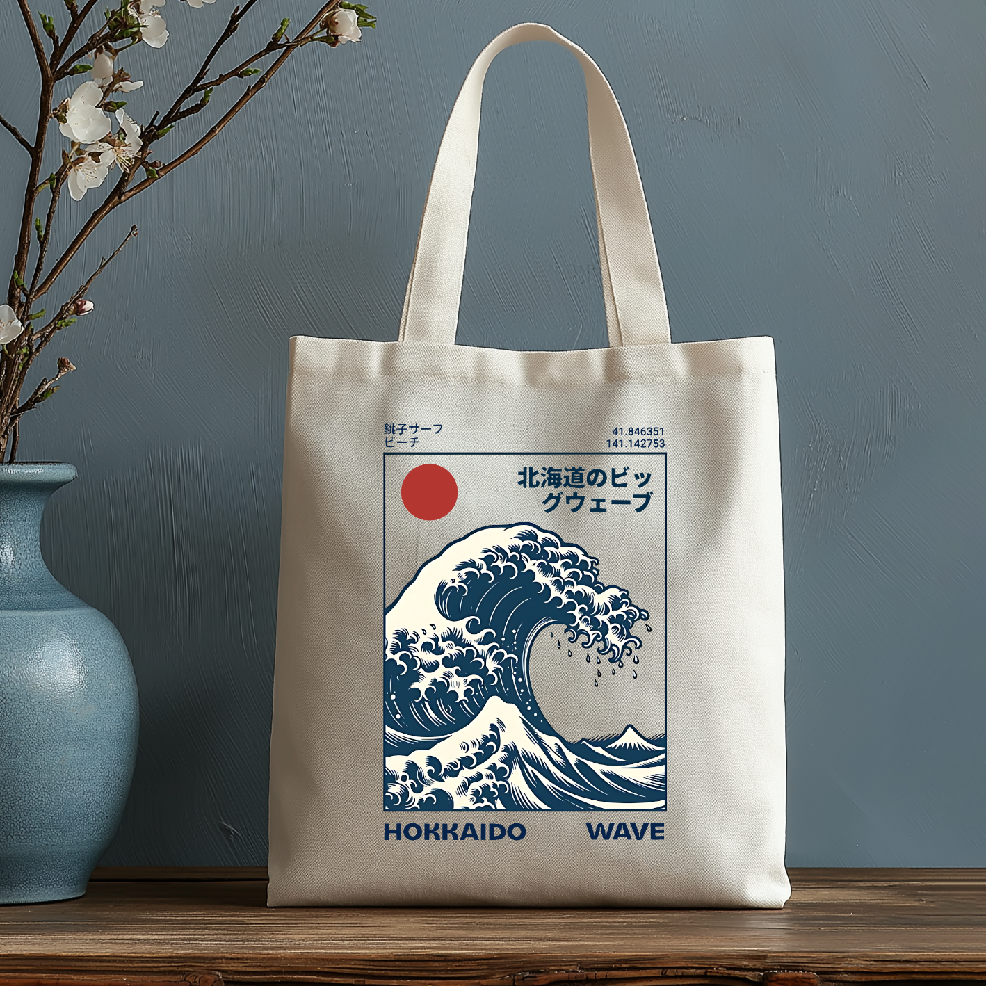 Katsushika Hokusai Wave Ukiyoe Japanese Style Canvas Tote Bag