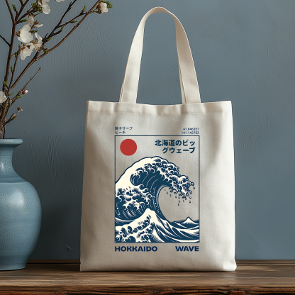 Katsushika Hokusai Wave Ukiyoe Japanese Style Canvas Tote Bag