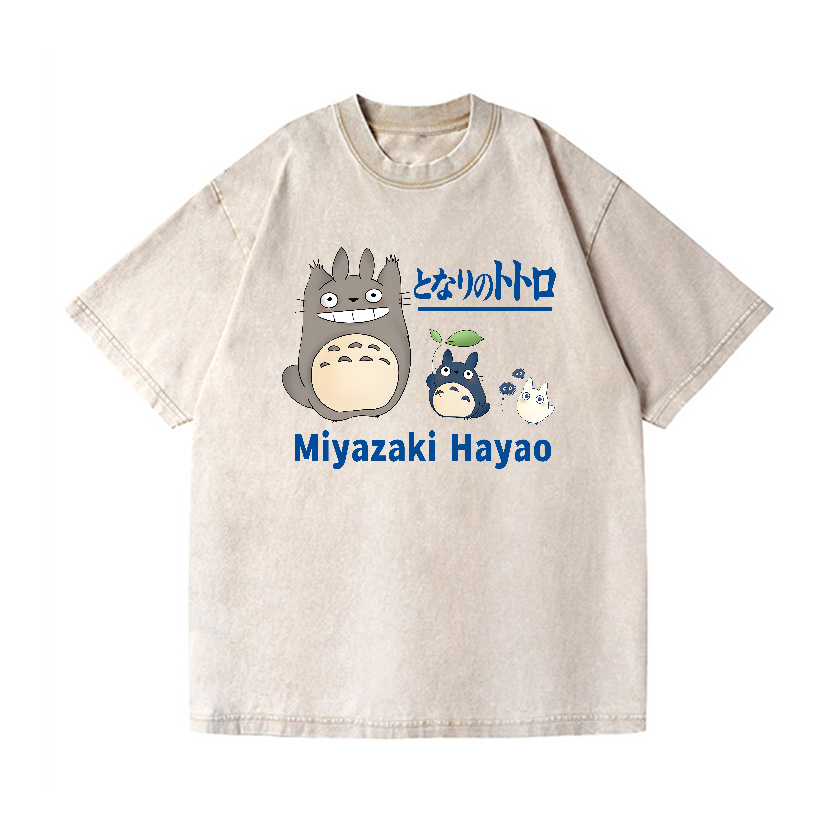 Ghibli Miyazaki Hayao Totoro Anime Vintage Wash Japanese Design T-Shirt