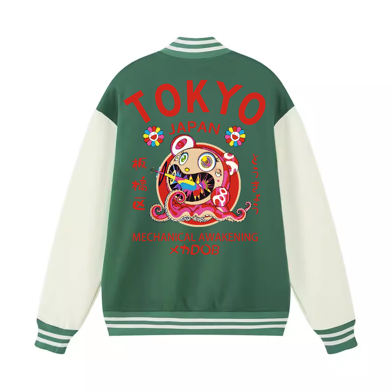 TM Sunflower Octopus Tokyo Japan Vintage Cotton Varsity Jacket