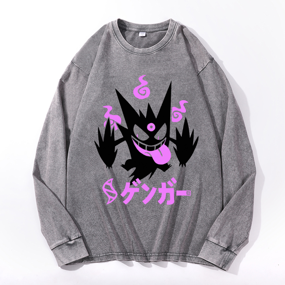 Gengar Vintage Cotton Wash Crewneck Sweatshirt