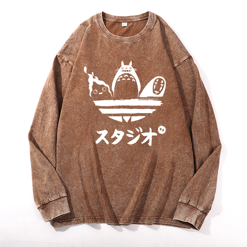 Ghibli Vintage Cotton Wash Crewneck Sweatshirt