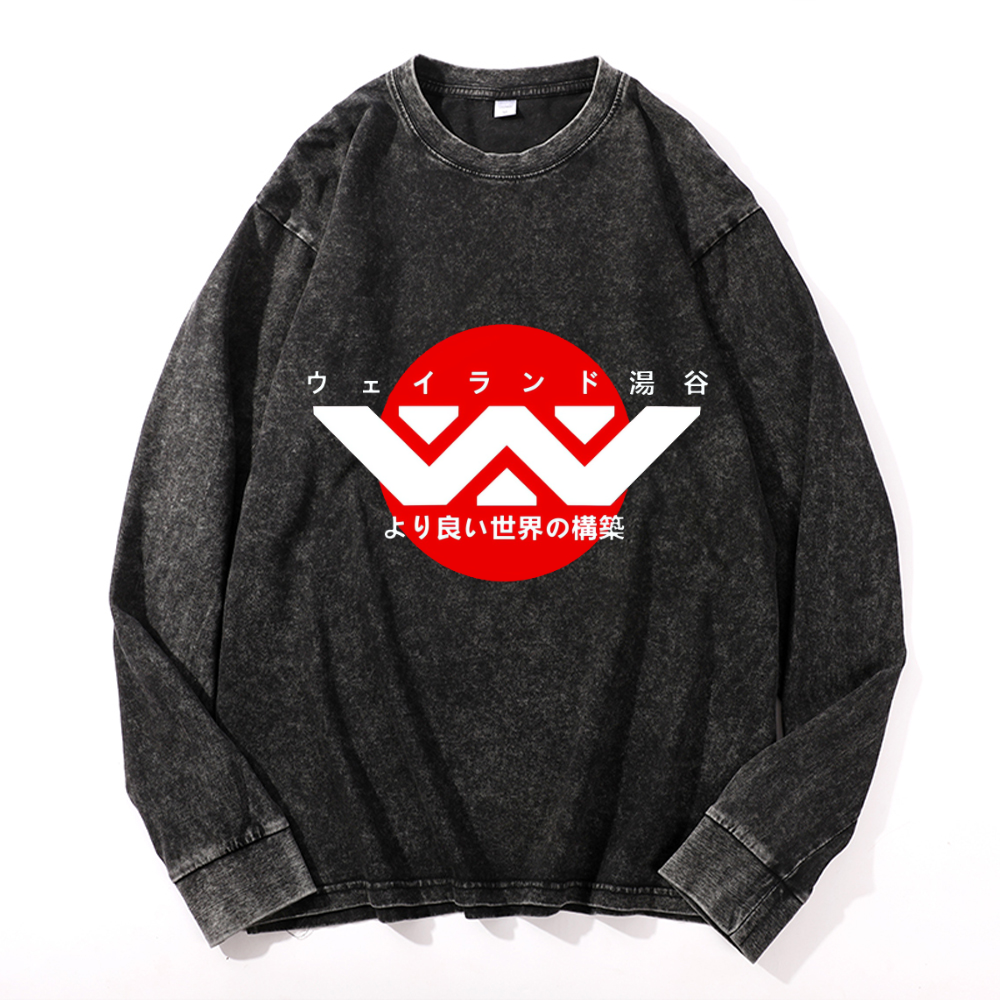 Alien Weyland Yutani Vintage Cotton Wash Crewneck Sweatshirt