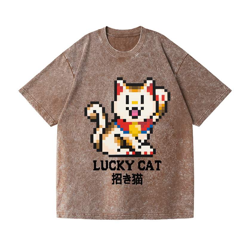 Lucky Cat Vintage Wash Japanese Design T-Shirt