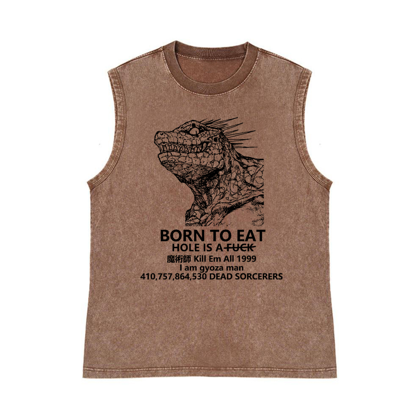 Dorohedoro Kaiju Anime Pure Cotton Wash-Dyed Sleeveless Tank Top