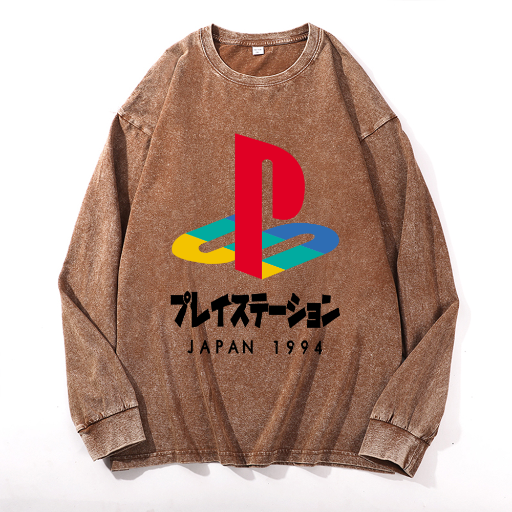 Play Station Vintage Cotton Wash Crewneck Sweatshirt