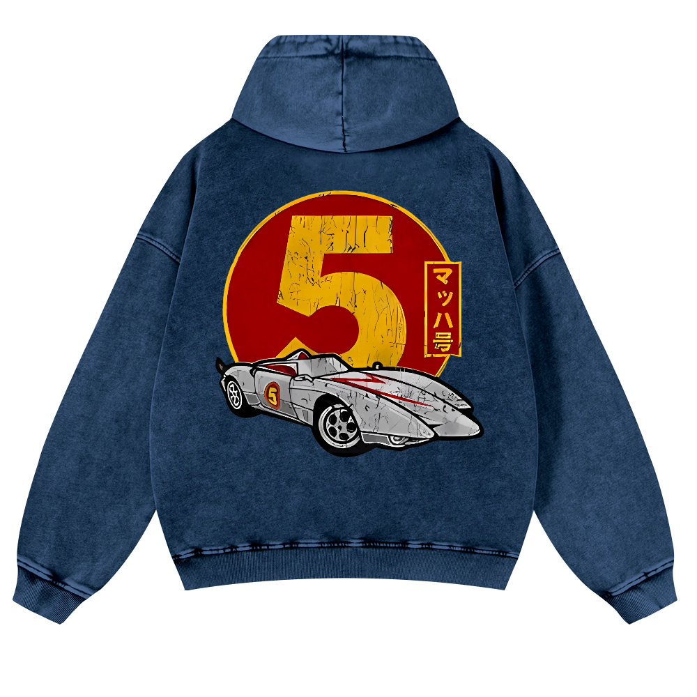 Speed Racer Mach 5 Vintage Washed Cotton Back Art Hoodie