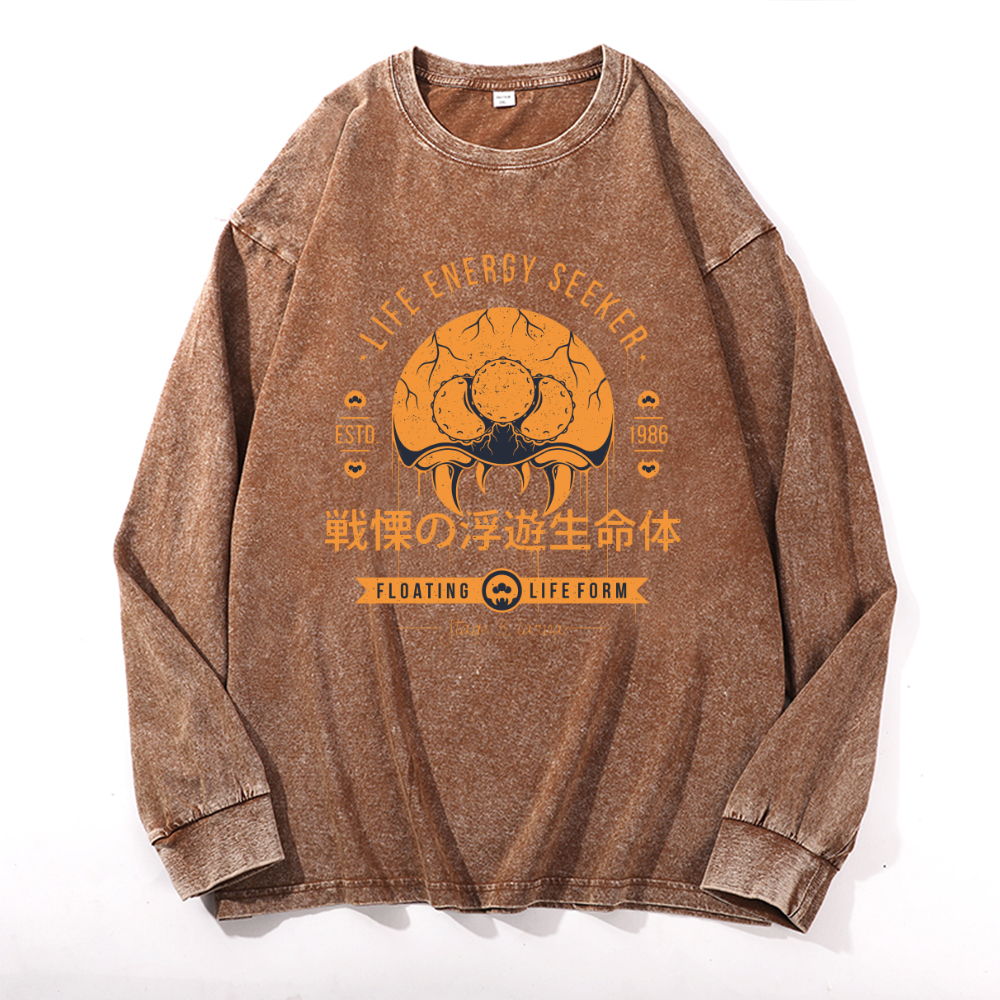 Metroid Vintage Cotton Wash Crewneck Sweatshirt