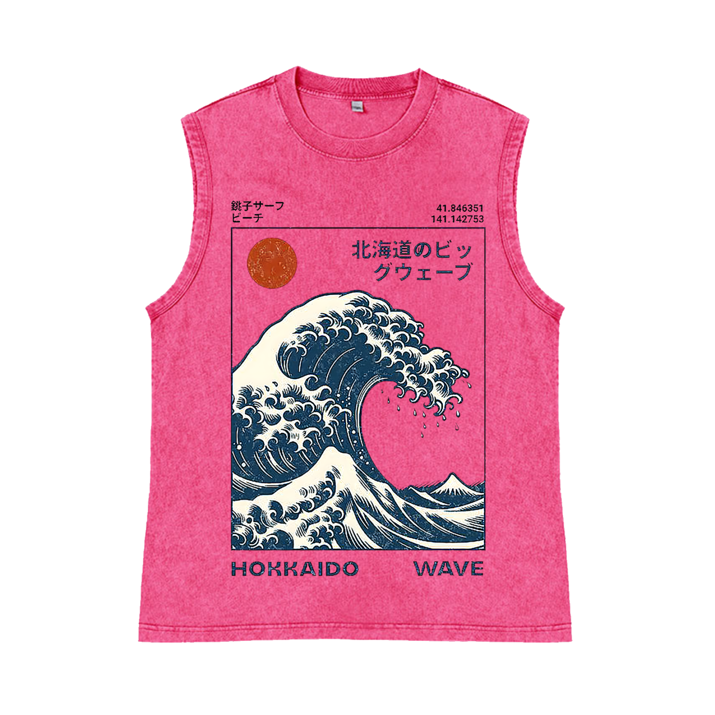 Katsushika Hokusai Pure Cotton Wash-Dyed Sleeveless Tank Top