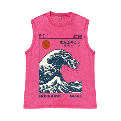 Katsushika Hokusai Pure Cotton Wash-Dyed Sleeveless Tank Top