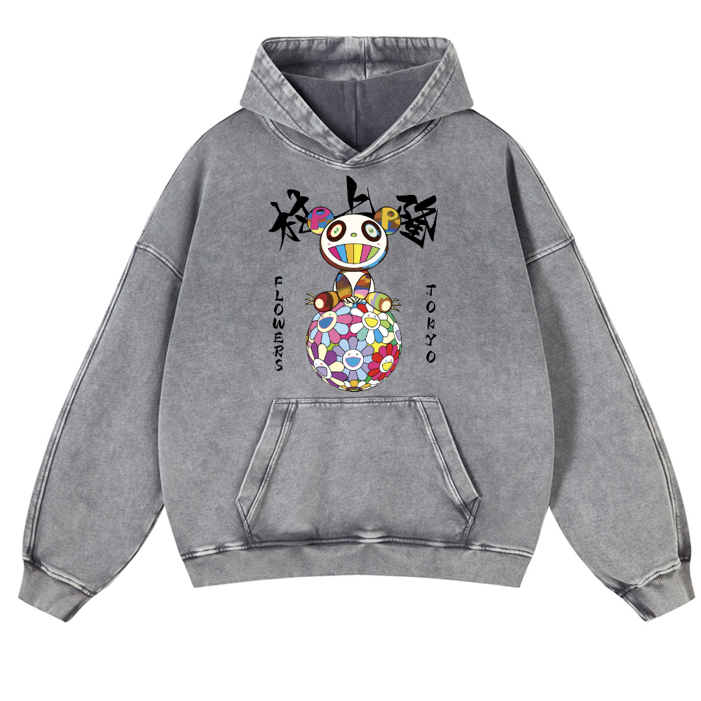 TM Sunflower Panda Vintage Washed Thick Cotton Hoodie