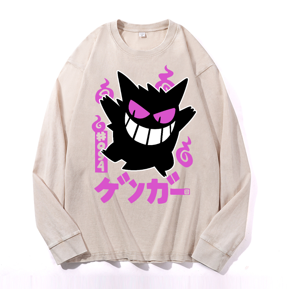 Gengar Vintage Cotton Wash Long-sleeve T-shirt