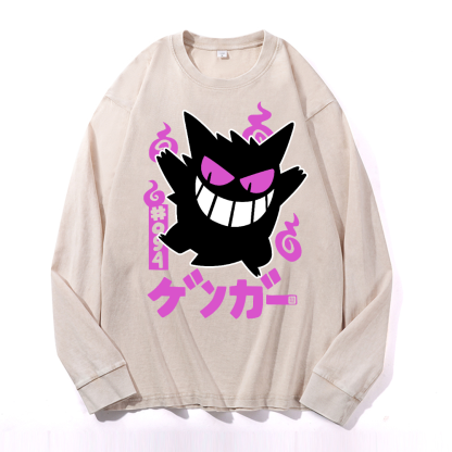  Gengar Vintage Cotton Wash Long-sleeve T-shirt