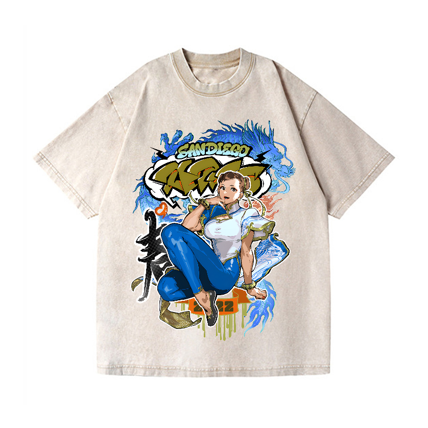 Street Fighter Chun Li Vintage Wash Japanese Design T-Shirt