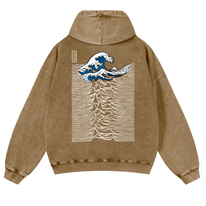 The Great Wave off Kanagawa Katsushika Hokusai Ukiyoe Vintage Washed Cotton Back Art Hoodie