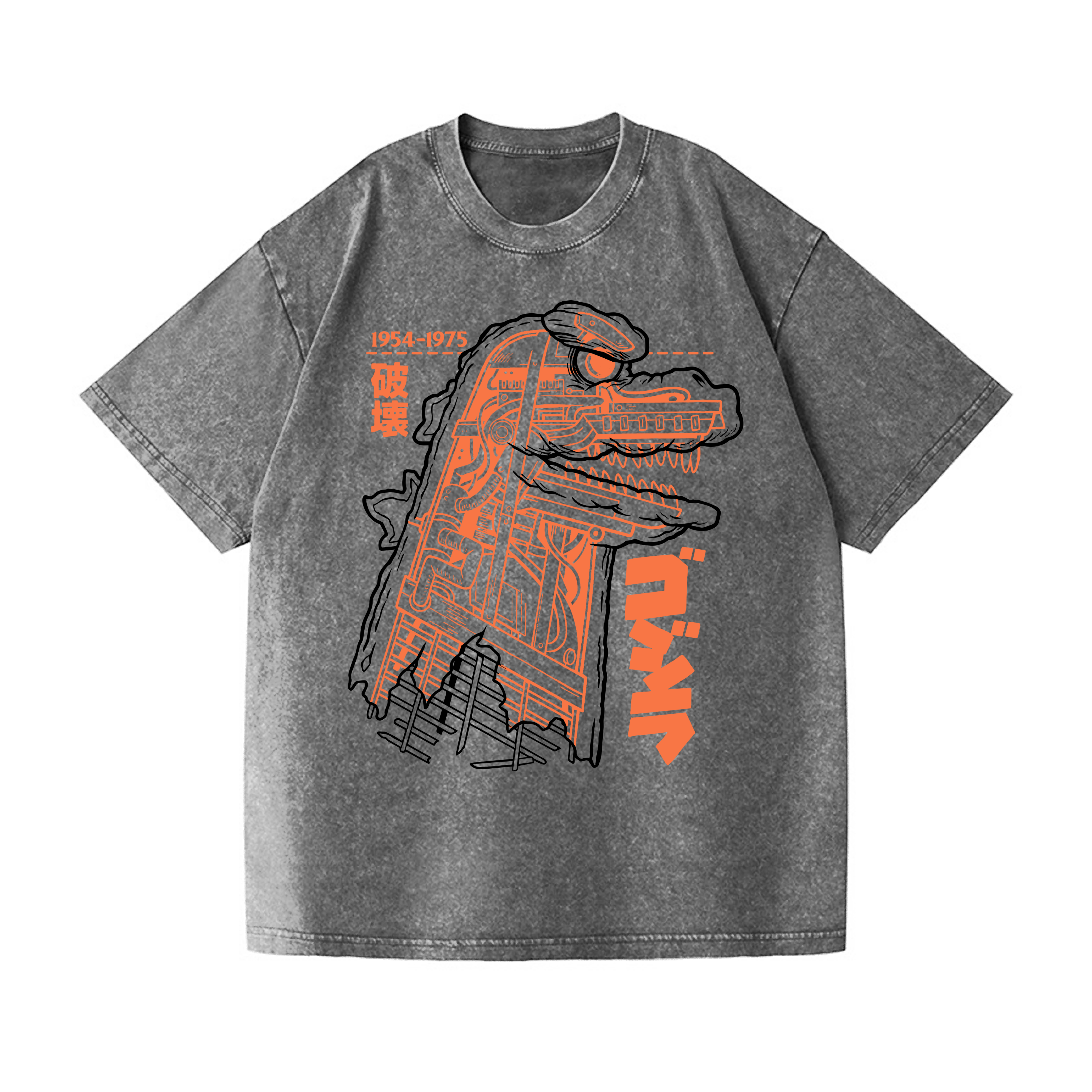 Mecha Kaiju Vintage Wash Japanese Design T-Shirt