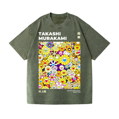 Takashi Murakami Flower Vintage Wash Japanese Design T-Shirt