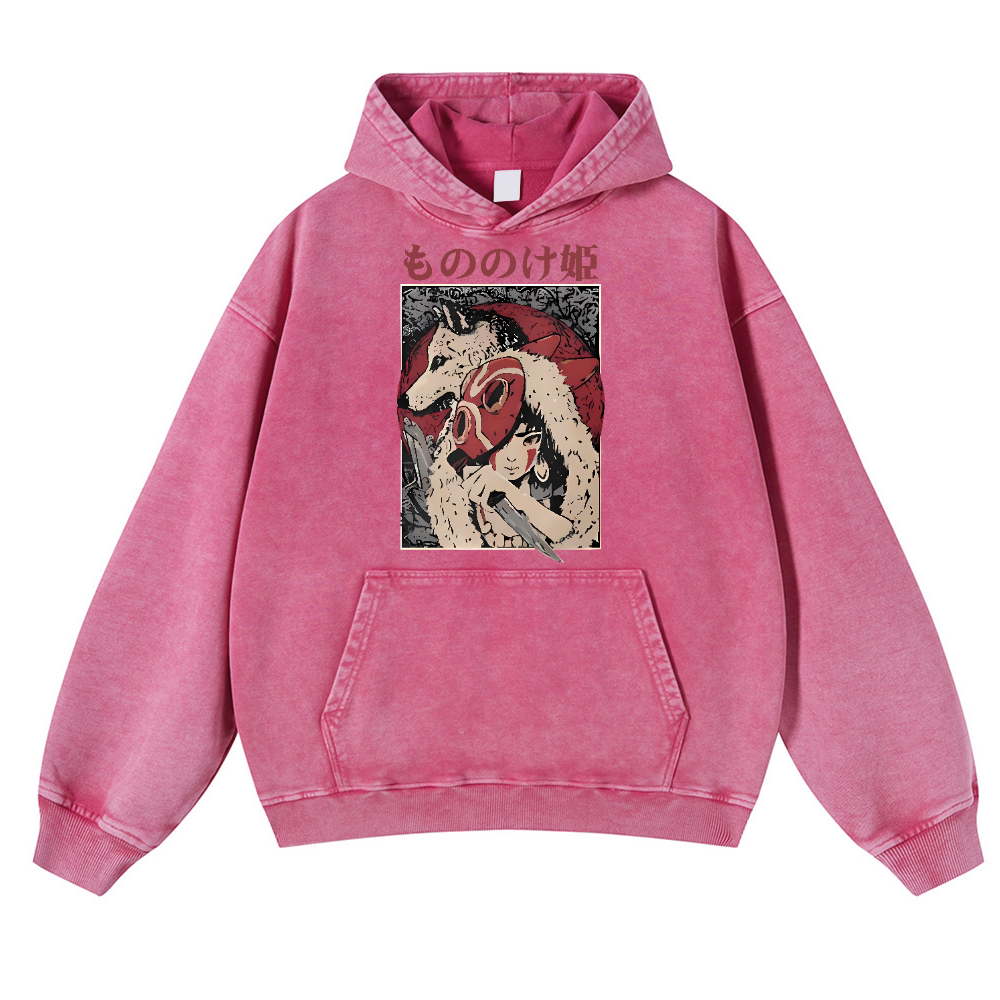Ghibli Vintage Washed Thick Cotton Hoodie