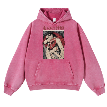 Ghibli Vintage Washed Thick Cotton Hoodie
