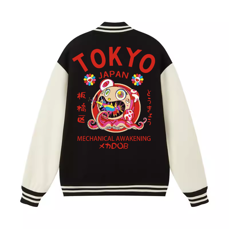 TM Sunflower Octopus Tokyo Japan Vintage Cotton Varsity Jacket