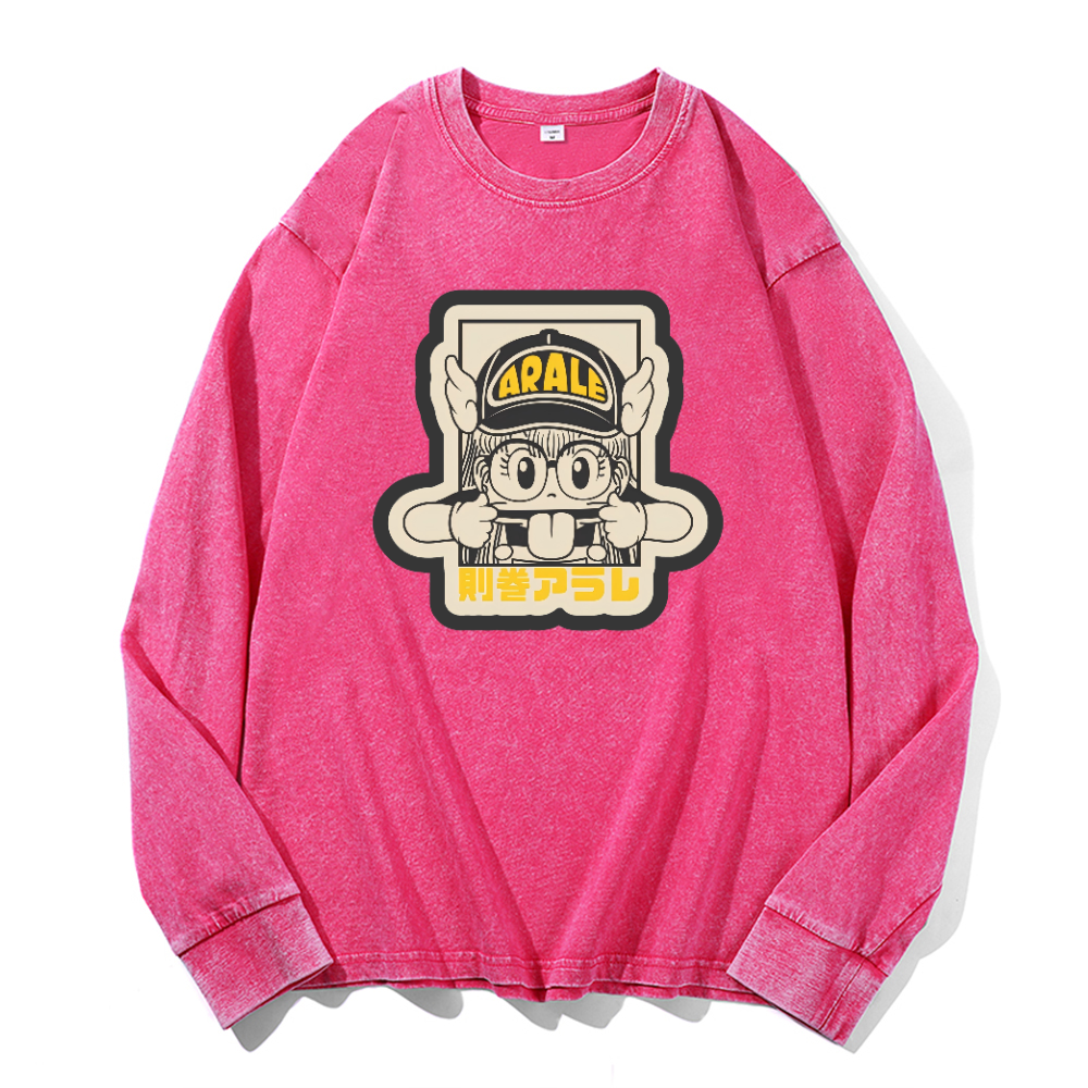 Arale Vintage Cotton Wash Crewneck Sweatshirt