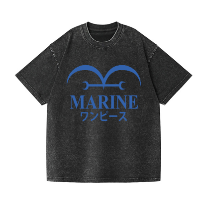 One Piece Marine Vintage Wash Japanese Design T-Shirt