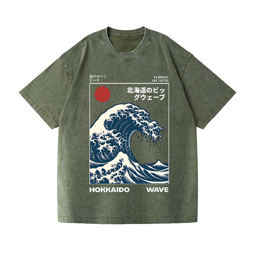 The Wave Ukiyoe Vintage Wash Japanese Design T-Shirt
