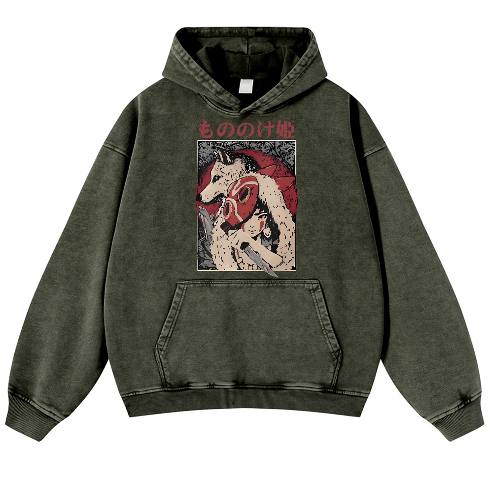 Ghibli Vintage Washed Thick Cotton Hoodie